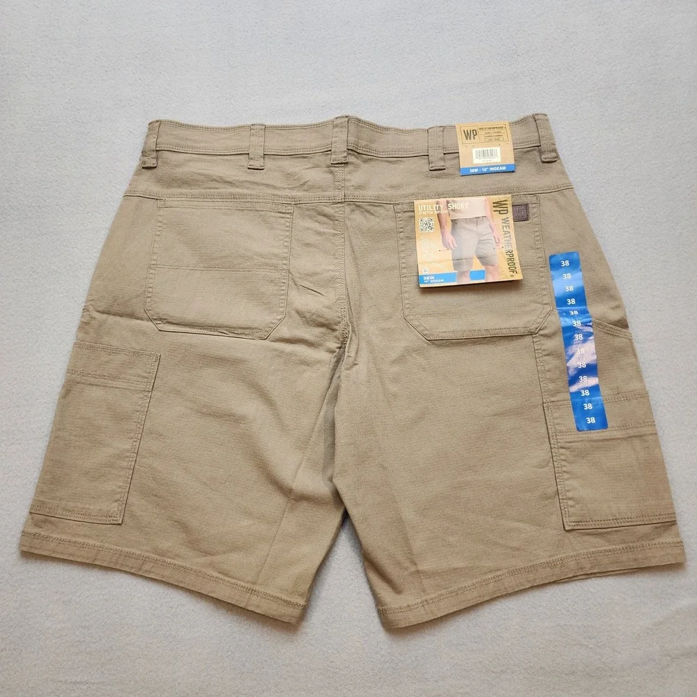 Weatherproof Men's Utility Shorts 38 NWT Khaki Stretch Ripstop 10